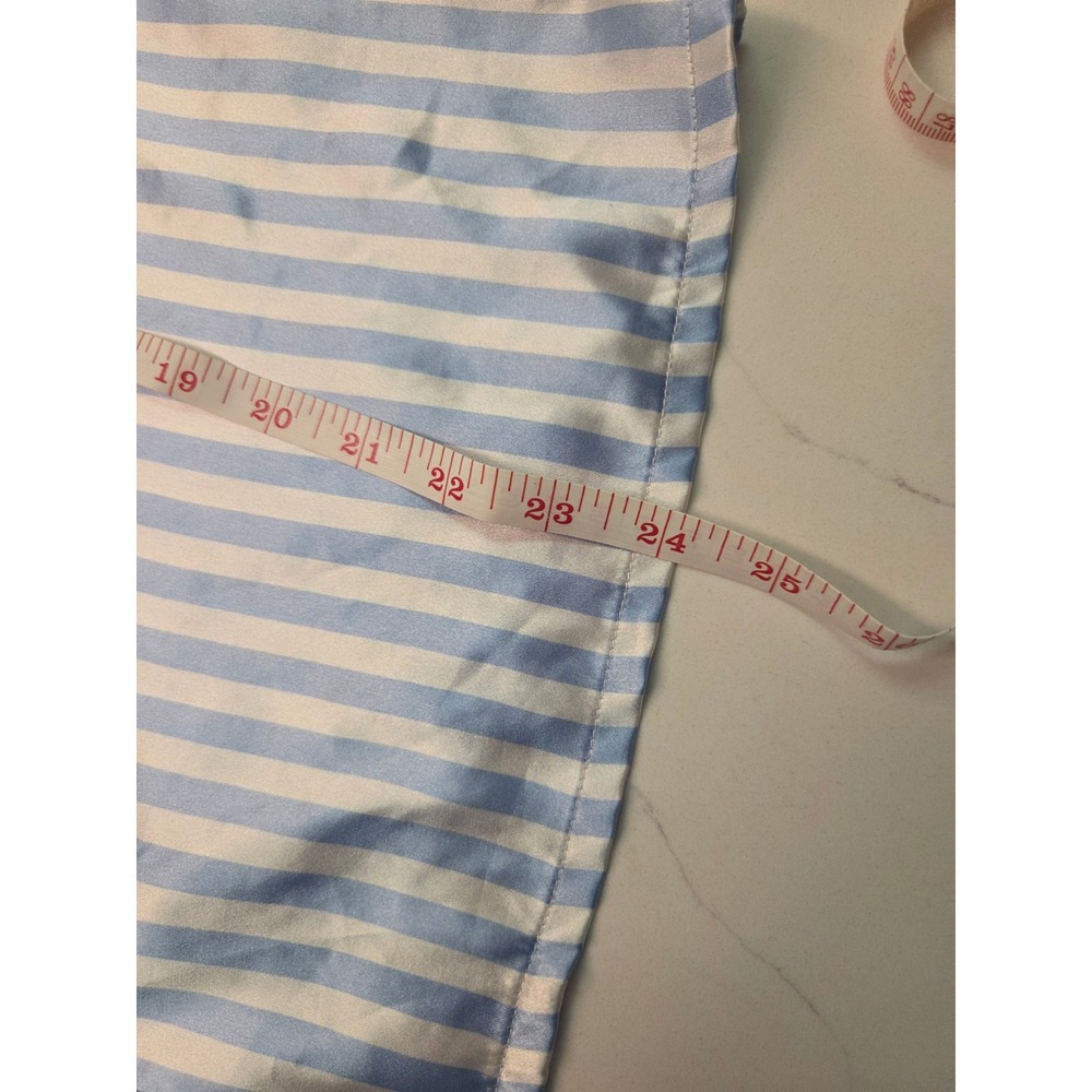 Ekouaer Womens Satin Pajama Top Blue White Striped Long Sleeve Button Down M - Picture 7 of 7